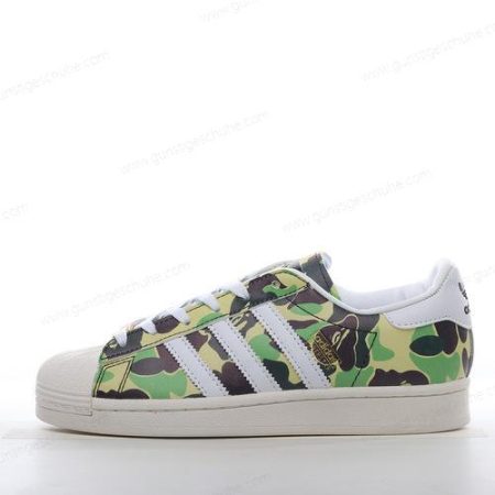 Günstiger Adidas Superstar 80s x BAPE ‘Grau Weiß Grün’ Schuhe
