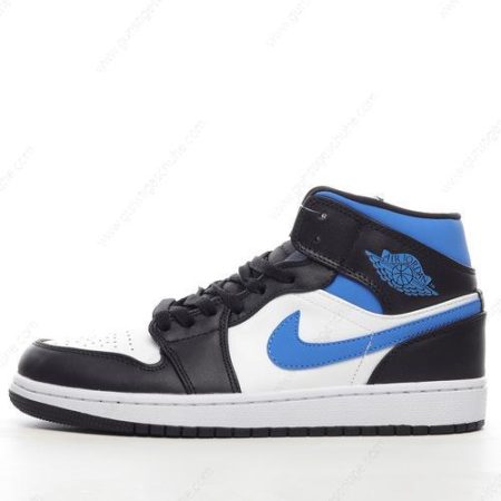Günstiger Nike Air Jordan 1 Mid ‘Weiß Blau Schwarz’ Schuhe 554725-140