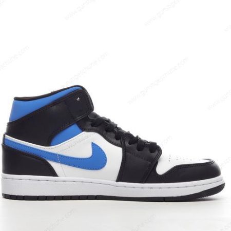 Günstiger Nike Air Jordan 1 Mid ‘Weiß Blau Schwarz’ Schuhe 554725-140