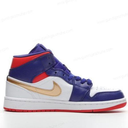 Günstiger Nike Air Jordan 1 Mid ‘Weiß Orange Blau’ Schuhe 554725-131