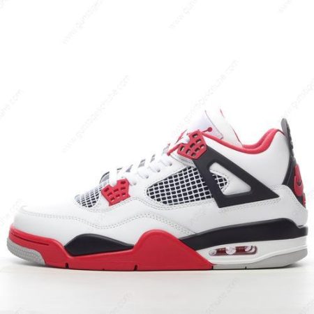 Günstiger Nike Air Jordan 4 Retro ‘Weiß Schwarz Grau Rot’ Schuhe DC7770-160