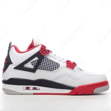 Günstiger Nike Air Jordan 4 Retro ‘Weiß Schwarz Grau Rot’ Schuhe DC7770-160
