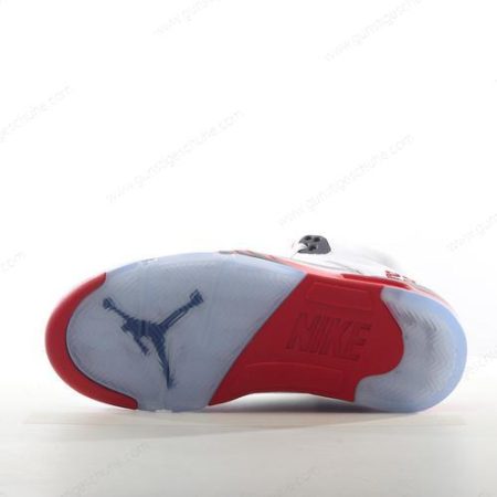 Günstiger Nike Air Jordan 5 Retro ‘Weiß Rot Schwarz’ Schuhe 136027-120